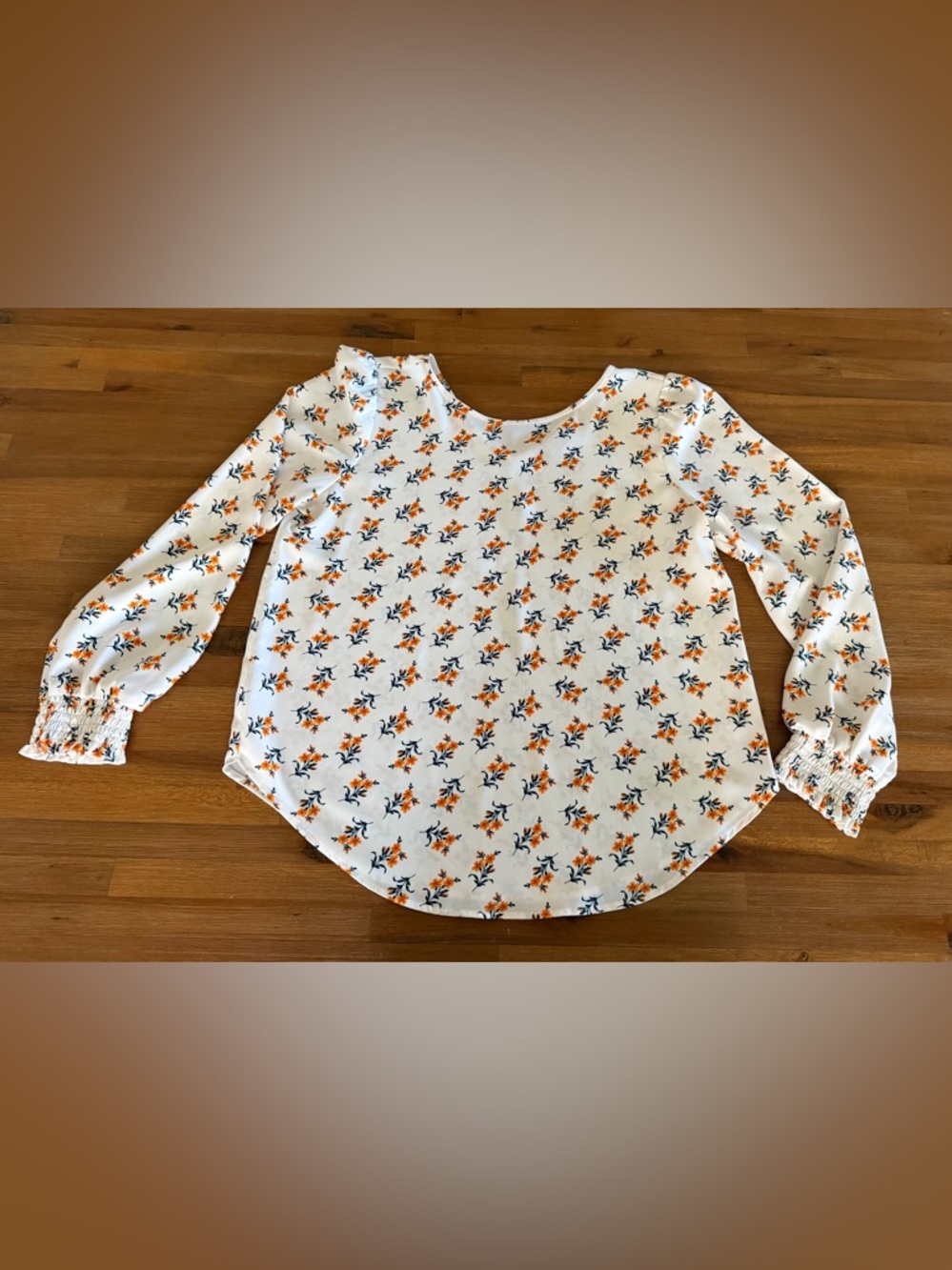 LOFT Outlet Bright Floral Smocked Cuff Long Sleeve Blouse Size Small